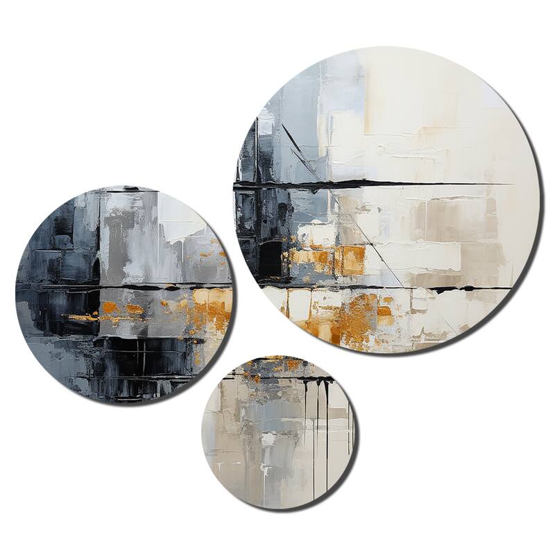 Designart "Grey Collage Reflections II" Abstract Collages Metal Wall